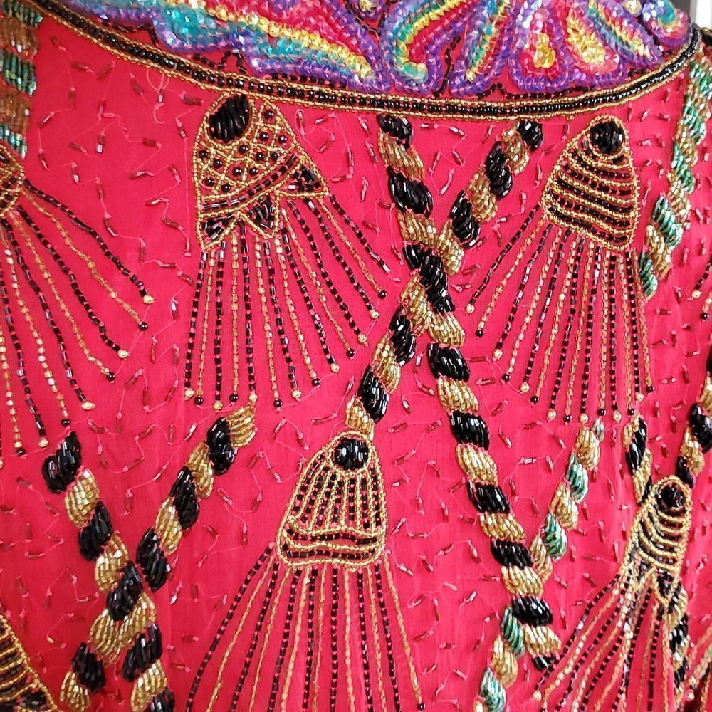 Vintage red beaded jacket - Picture 12 of 16